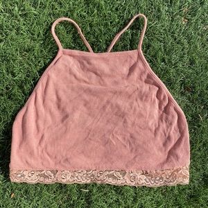 Peach Lace Crop Top